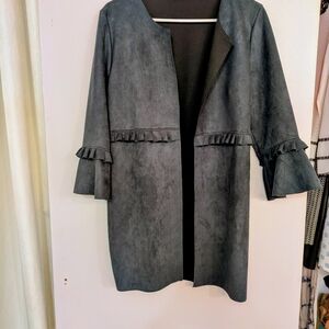 Ruffled Green Women's Faux Suede Lightweight Jacket, Size L?